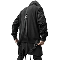 new autumn darkly style street fashion ribbons spliced hip hop gothic mens hooded jackets punk youth streetwear zipper coats