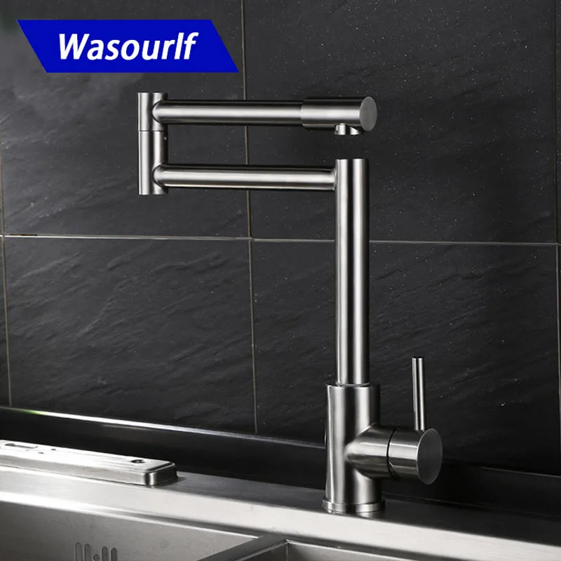 Регулируемый кухонный кран WASOURLF из нержавеющей стали 304 Матовый для раковины с