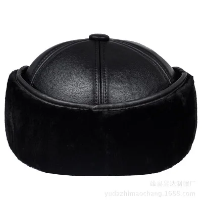 2020 new winter men's hat fashion imitation leather warm baseball cap outdoor leisure peak middle-aged and elderly ear c | Аксессуары