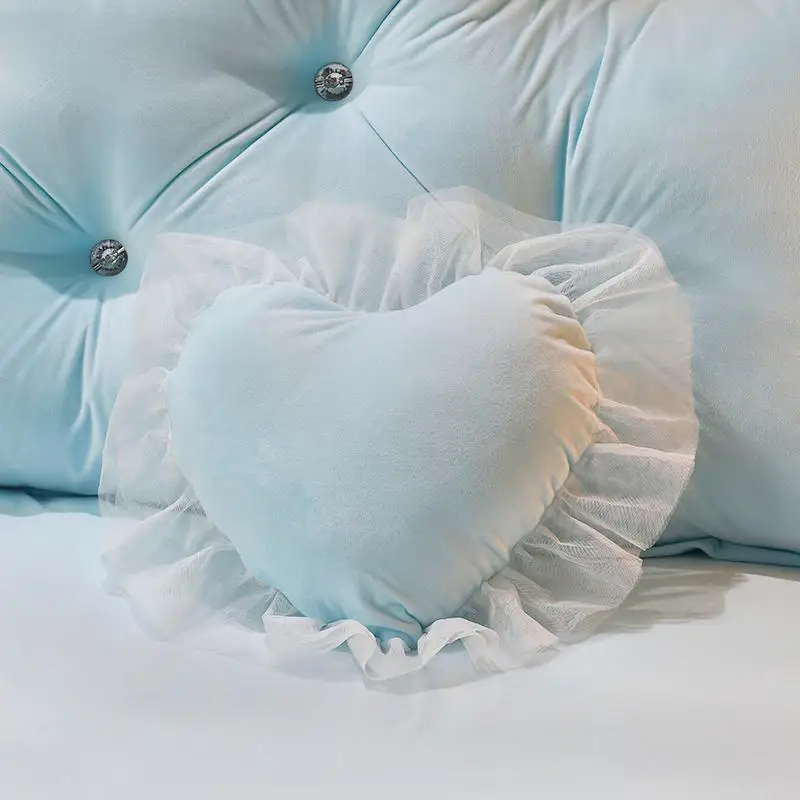 Blue Pink Purple Soft Berber Fleece Princess Girl White Lace Bedding Set Fabric Duvet Cover Bed sheet/Linen Pillowcases |