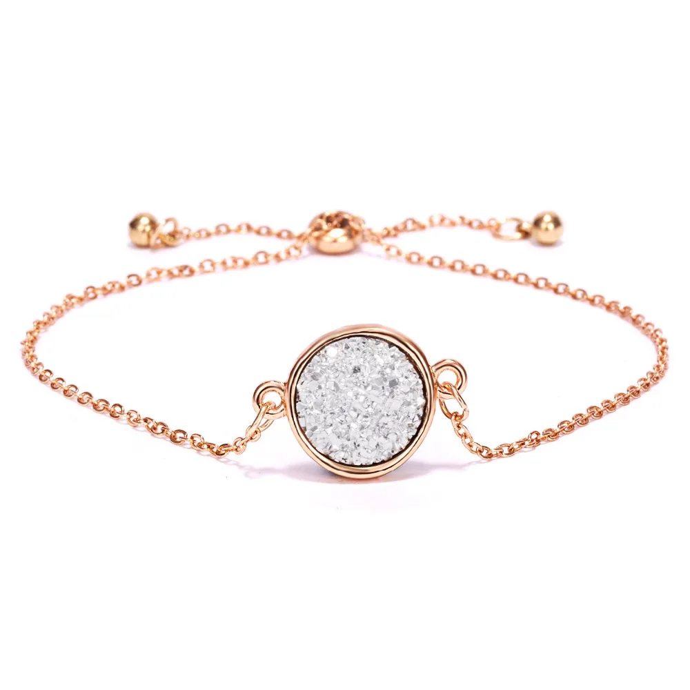 Rinhoo Кристальный браслет Простой Круглый кластерный браслет для женщин Bling натуральный камень браслет ювелирные изделия вечерние аксессуары