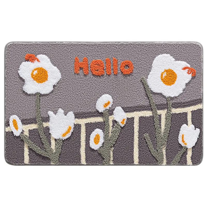 

Edamame Cartoon Absorbent Flocking Rug Bathroom Mat Toilet Door Carpet Bedroom Door Mat