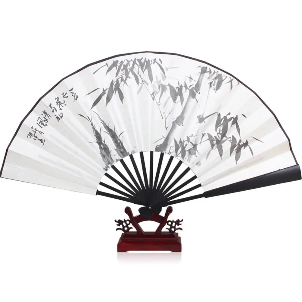 

13 Inch Silk Cloth Blank Folding Fan DIY Chinese Style Folding Fan Wooden Bamboo Antiquity Folding Fan DIY Calligraphy Painting