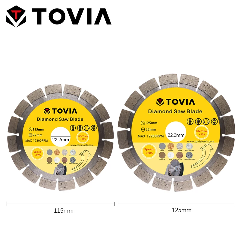 TOVIA Диск алмазный отрезной сегментный ф 125х22 2 мм. тонкий сухое резание MATRIX Professional