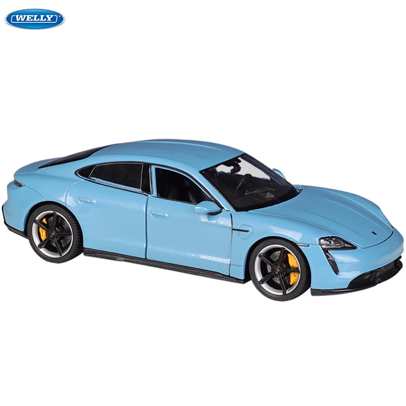 Welly 1:24 Porsche Taycan Turbo S, coche de aleación, modelo de coche de simulación, decoración, colección de regalo, juguete de fundición a presión