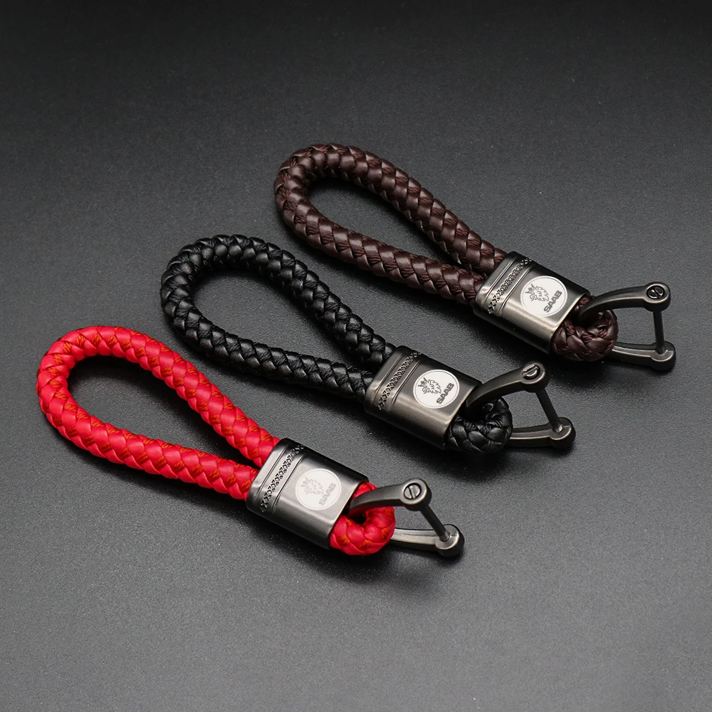 

car keyring Auto accessories For saab 9-3 9-5 93 95 900 9000 Car Leather Rope Key Chain metal Leather Sporty key ring