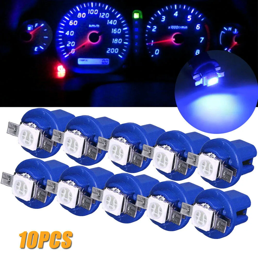 

10pcs Blue T5 B8.5D-SMD5050 LED Instrument Light Width Light Center Console Lamp High Light Quality Car Lights