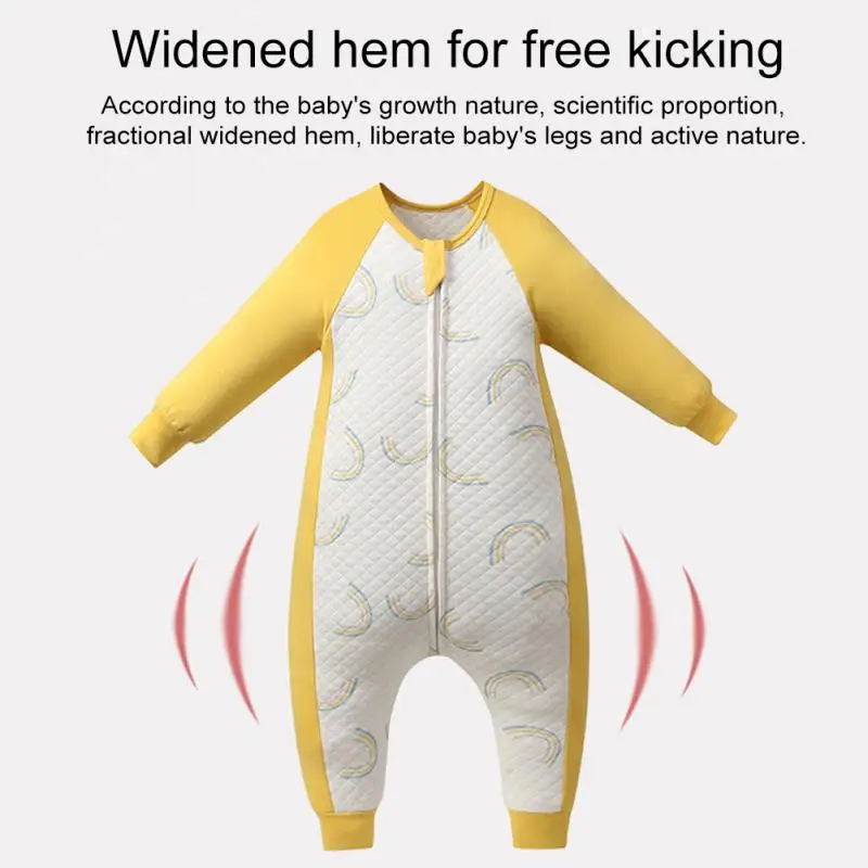 

Постельное белье с длинным рукавом для малышей, Детская сумка для сна с ногами, осенне-зимние утепленные отстежки сверху и снизу из хлопчато...