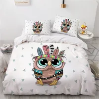 3D Cartoon Bedding Set for Kids Baby Children Boy Girl,Cute pink owl Duvet Cover Set Custom Europe USA,Quilt/Blanket Cover Set