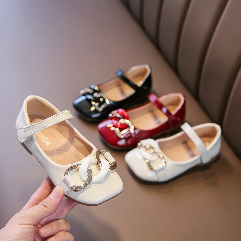 

Детская кожаная обувь для девочек, новые туфли принцессы для вечеринки, искусственная кожа с квадратным носком, повседневная обувь