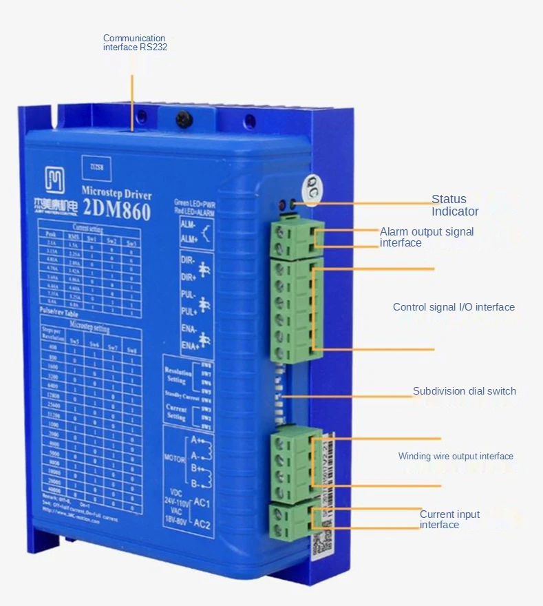 

2DM860 86 two-phase stepper motor driver can replace 2M982 / 2DM860-N-3K driver