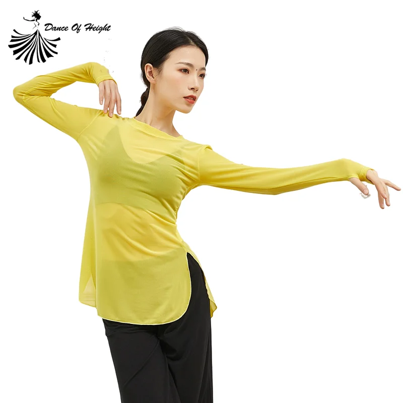 Рубашка женская сетчатая с длинным рукавом и вырезом для большого пальца |