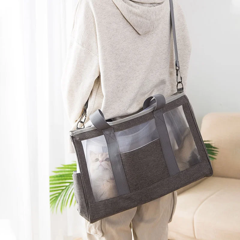 

Snuggle pet cat dog single shoulder portable light four airy sides dog purse long-lasting trip puppy dog for pets