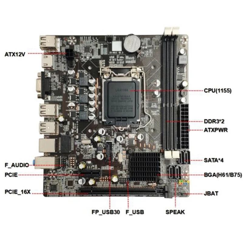 Материнская плата B75 LGA1155 для настольного компьютера с SATA 2 0 USB 3 DDR3 dims 16G