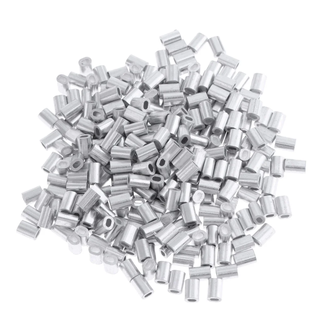 100 Pcs 4 Sizes Single Barrel Crimp Sleeves Mini Aluminum Crimp Sleeves