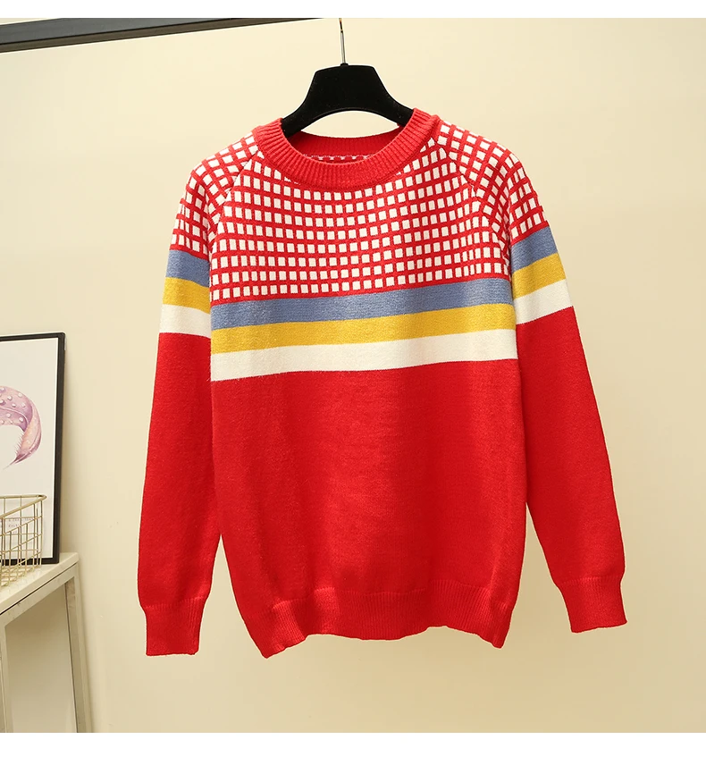 Baharcelin женский свитер высокого качества с круглым вырезом повседневный полосатый