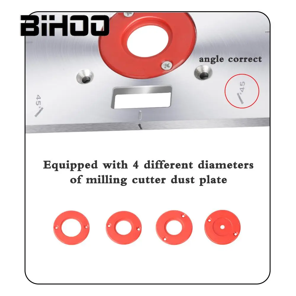 

Trimming Machine Flip Board Planer Workbench Insert Plate Aluminum with Woodworking Dustproof Ring Screw