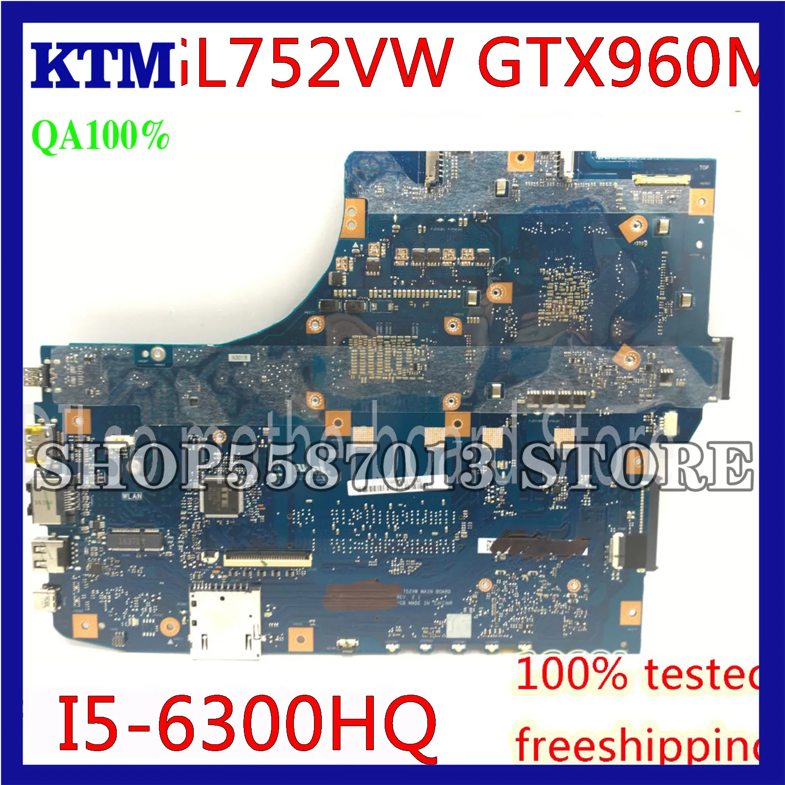 

KEFU GL752VW motherboar For ASUS GL752VW GL752V G752V G752VW Laptop Motherboard i5-6300HQ CPU with GTX960M GPU Test work 100%
