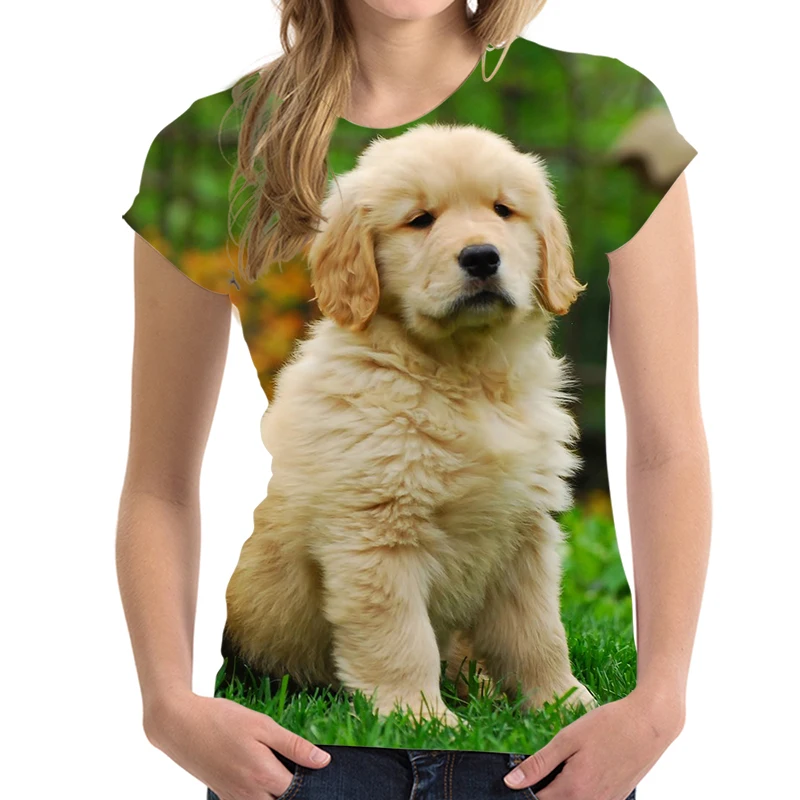 Женская футболка с изображением золотистого ретривера логотипом на заказ милая