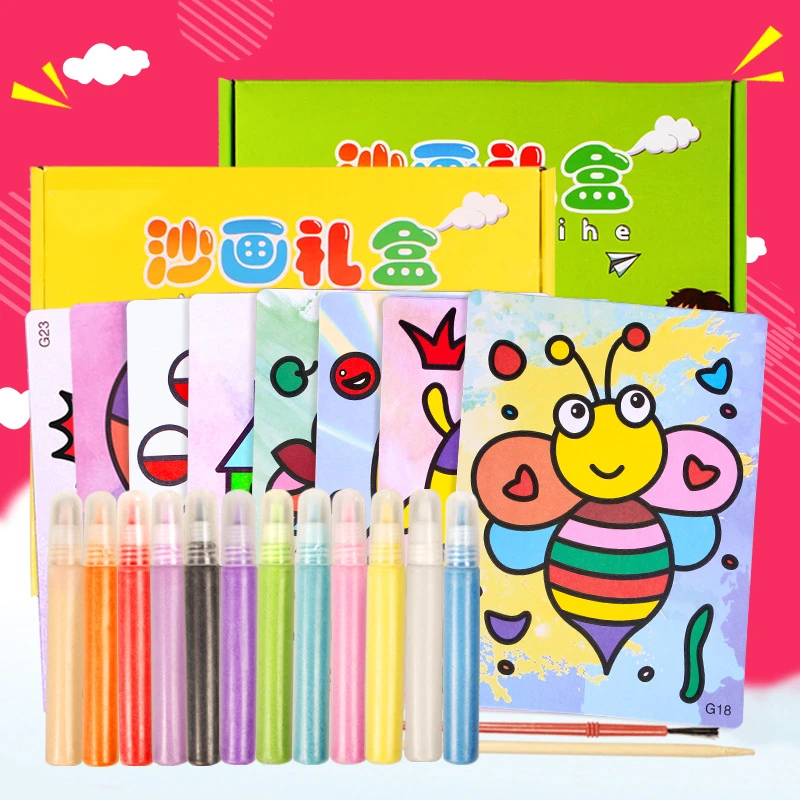 Pаспродажа Детская большая Песочная живопись, креативные игрушки ручной работы, набор песочной живописи, образовательная Подарочная коробка с песочн... Дешево Детская большая Песочная живопись, креативные игрушки ручной работы, набор песочной живописи, образовательная Подарочная коробка с песочн...