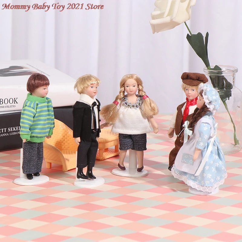 

1:12 Dollhouse beautiful Miniature Porcelain Dolls Model Little Pretty Girls Boys