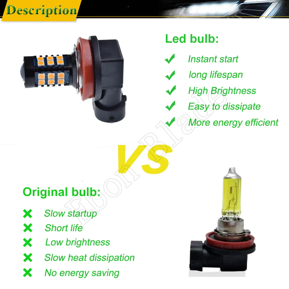 2 шт. Автомобильные светодиодные лампы H8 H11 H16JP 3030 30SMD автомобильные
