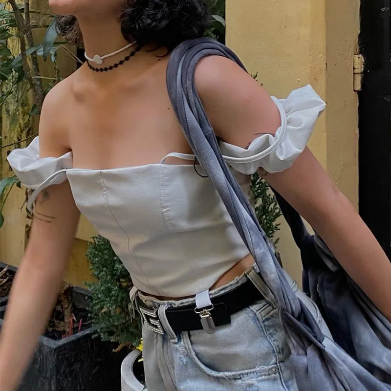 

Fashion Crop Top Women Tank Top 2021 Spring Sexy Backless Tether Streetwear Sleeveless White Camis Summer Clothes for Women Cami