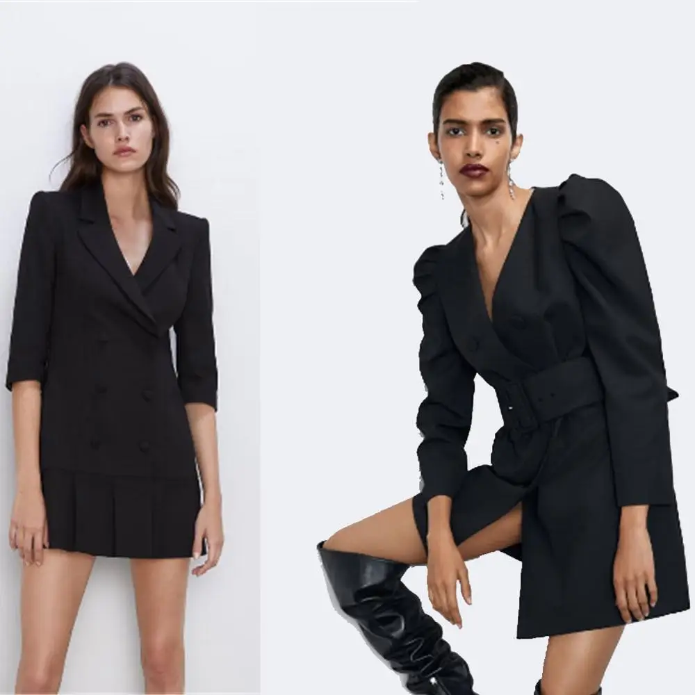 Женское платье с поясом ZA богемное v образным вырезом и длинными рукавами Осень