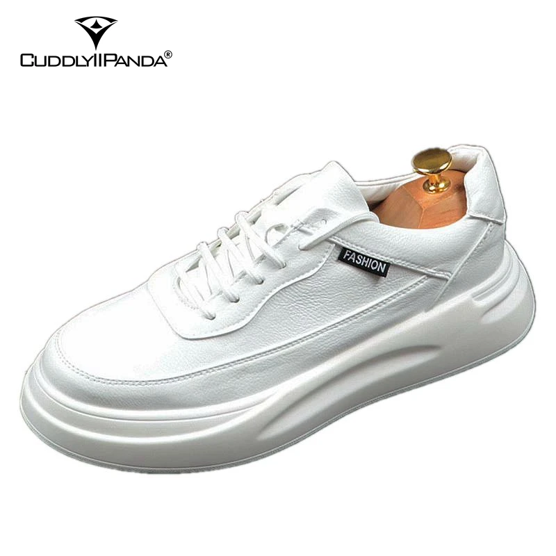CuddlyIIPanda New Men Fashion Leisure Shoes Spring Autumn Thick Bottom White Sneakers Male Youth Trending Luxury Designer | Обувь