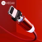 Магнитный USB-кабель VEEAII 1 м со светодиодной подсветкой, зарядный Micro-кабель типа C, зарядное устройство для Iphone 11pro, Samsung, Xiaomi, шнур USB