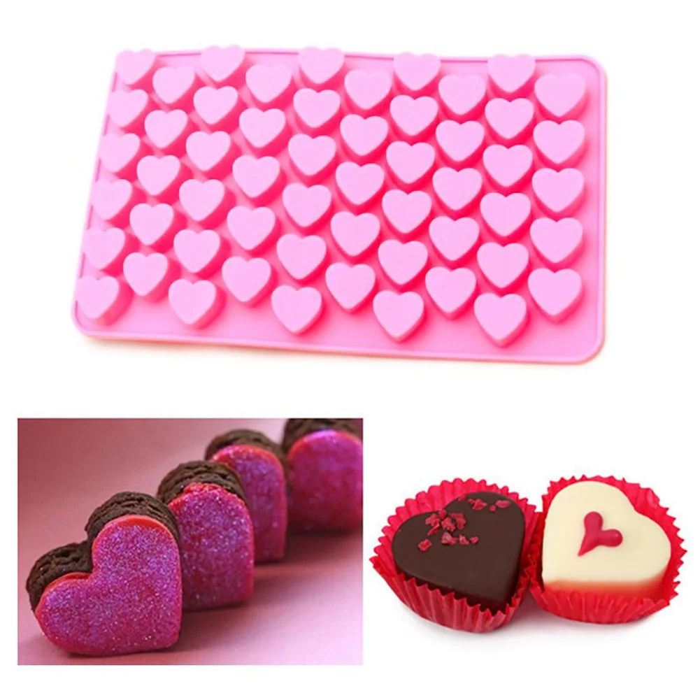 

Silicone Cake Mold 55 Heart Shaped Holes Fondant Chocolate Making Mold Nonstick For Home Baking Tools