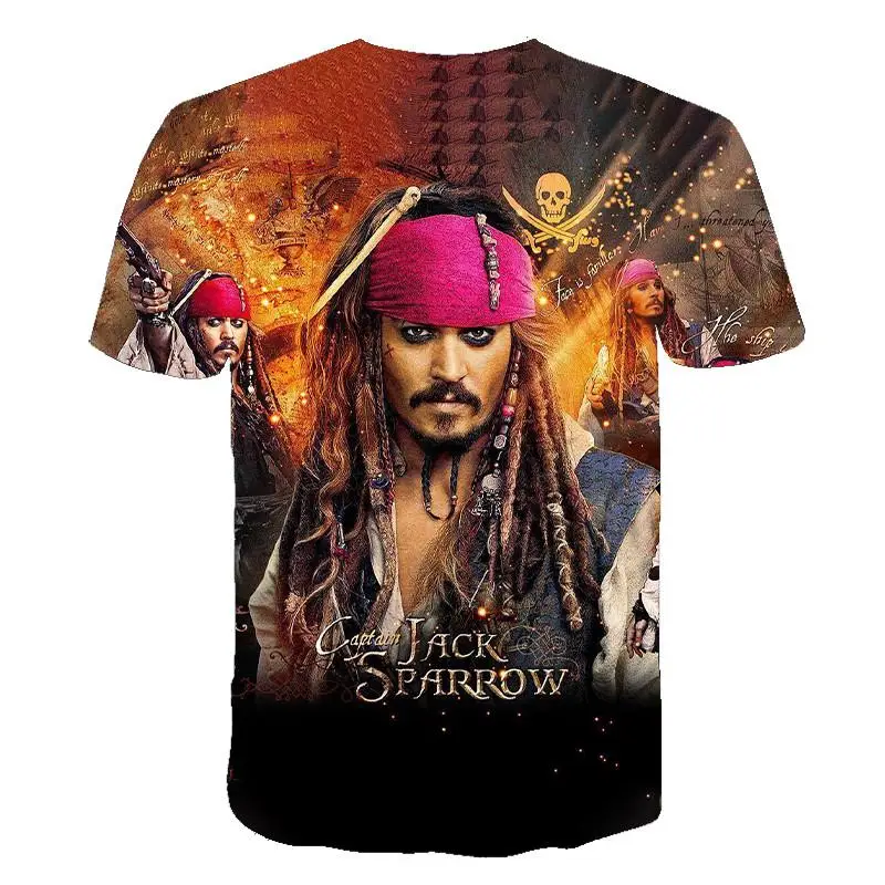 Новинка забавная футболка Мужская фильм Пираты карибы Джек Воробей с 3D принтом