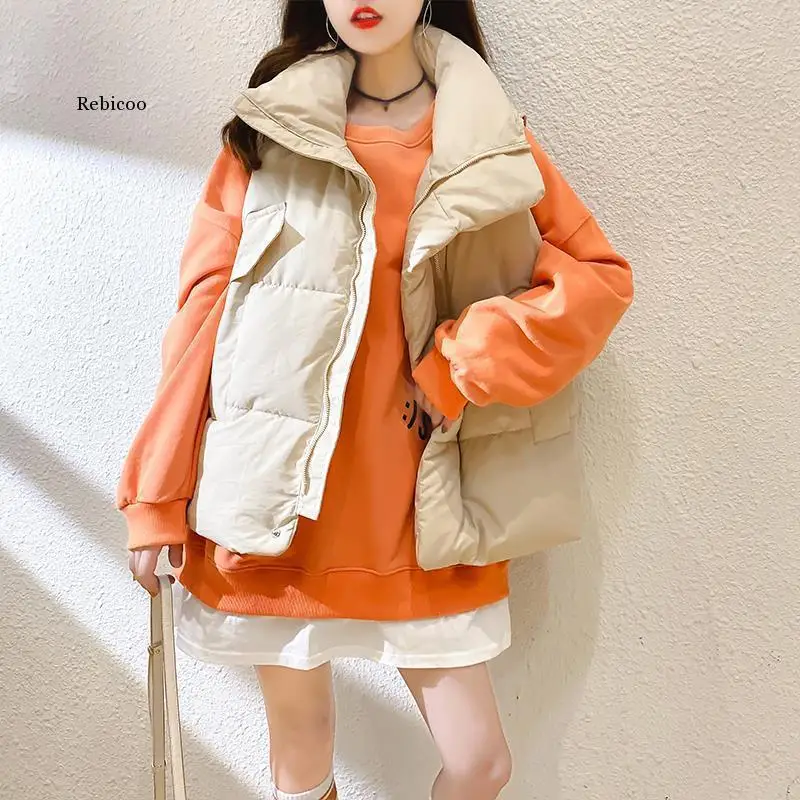 

2021 Women's New Thick and Warm Women's Autumn and Winter Vest Stand-Up Collar Short Fashion Cotton Vest Jacket Sleeveless Vest