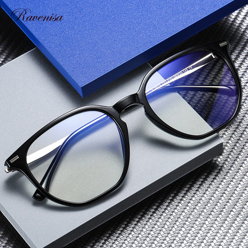 

RAVENISA Design Style Glasses For Man Blue Light Blocking Lenes TR90 Computer Frame Black Male Female Retro Eyeglasses