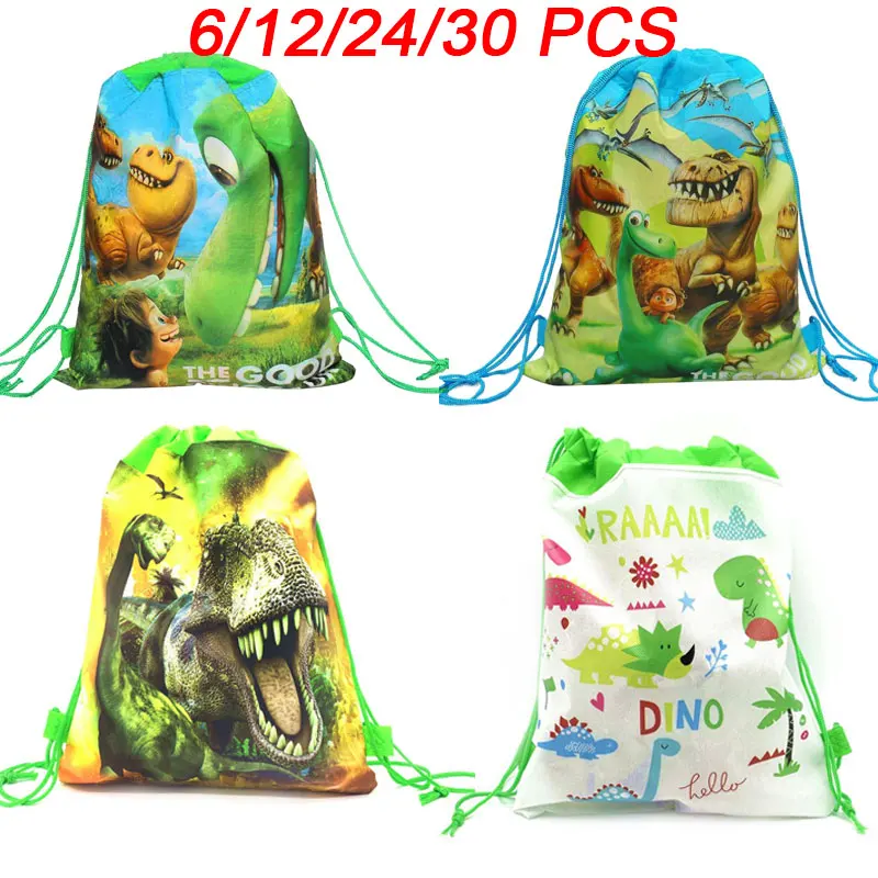 Cartoon Dinosaur Party Bags For Kids Birthday Drawstring  Backpack Non-Woven Fabric Child School Bag Organizer Pouch Laundry Bag