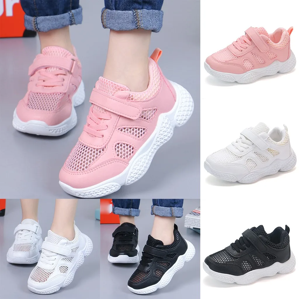 Детская Обувь для маленьких девочек и мальчиков Сетчатые спортивные кроссовки