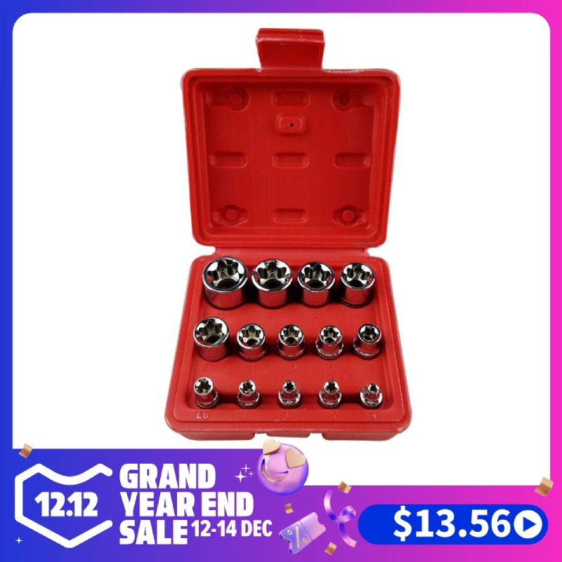 14 шт./компл. женский E Тип бит гаечный ключ головка E4-E24 1/4 &quot3/8&quot Torx звезда рукав