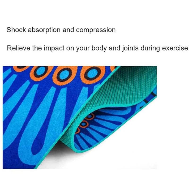 Нескользящий замшевый коврик для занятий йогой из ТПЭ с узором лотоса 5 мм | Спорт