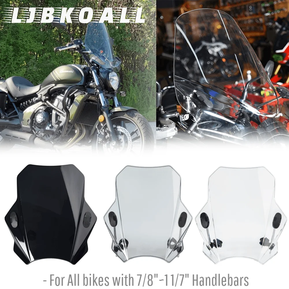 

Ветровое стекло мотоцикла для Honda, Yamaha, Kawasaki, Ducati, MT07, MT09, CB1000R, CMX300 500, Регулируемый универсальный дефлектор