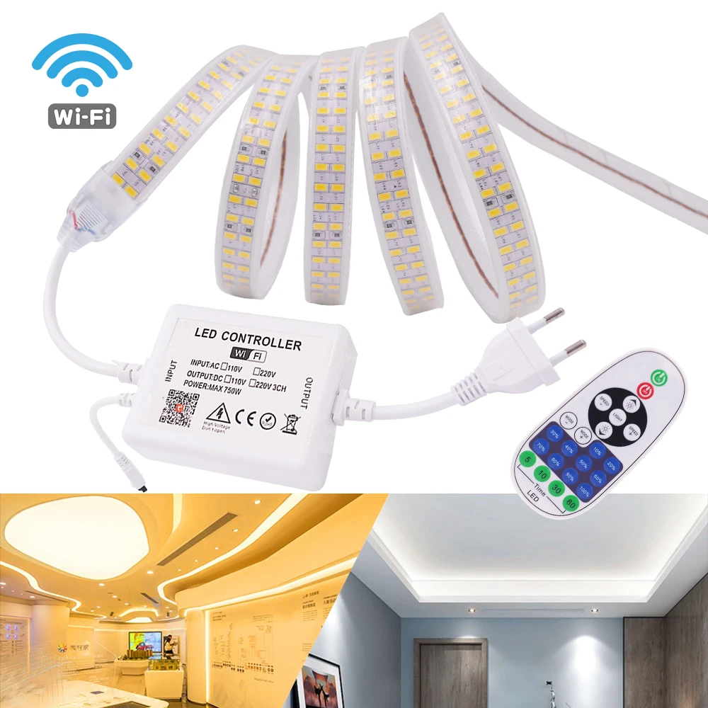 220V LED Strip Light Remote Control SMD5730 240LEDs/M Super Bright Tape Outdoor Lighting IP67 Waterproof Rope Lamp Dimmable - купить по