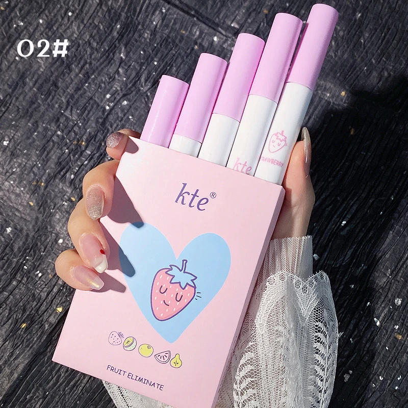 

2/5 Color Cigarette Lip Gloss Set For Lips Makeup Long Lasting Matte Lipsticks Tint For Lips Waterproof Non-stick Cup TSLM1