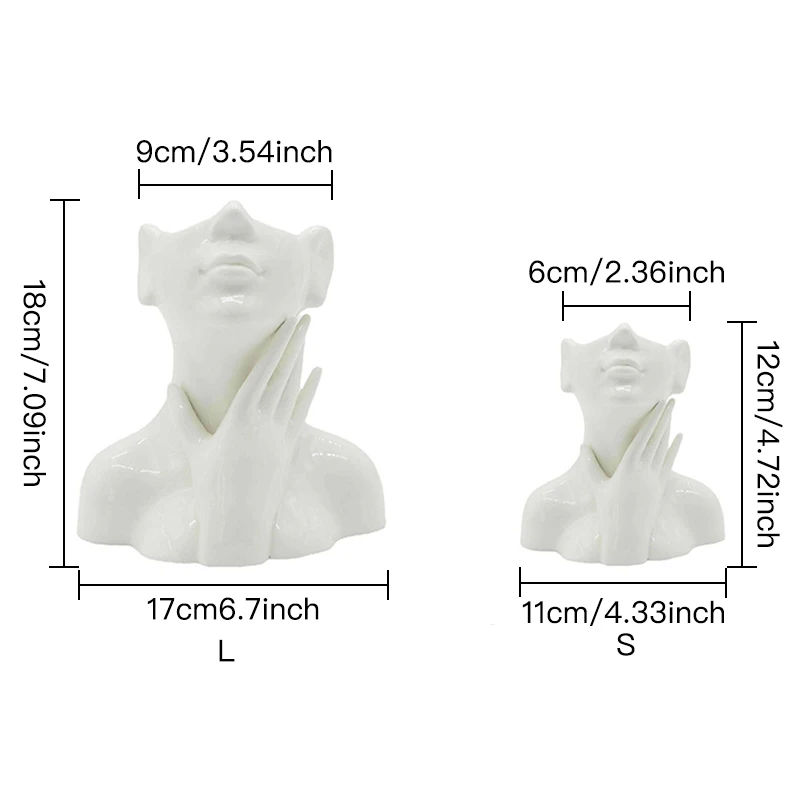 Керамическая ваза для боди-арта полудлинная с изображением лица вертикальный