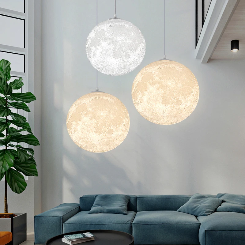 3D imprimir colgante Luna novedad creativa Luna atmósfera lámpara de luz nocturna restaurante/Bar iluminación colgante lámpara colgante