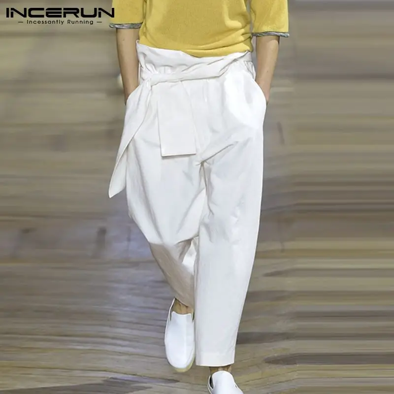 

Стильные мужские свободные брюки, свободные трикотажные брюки-султанки, укороченные повседневные уличные стильные длинные брюки, модель ...