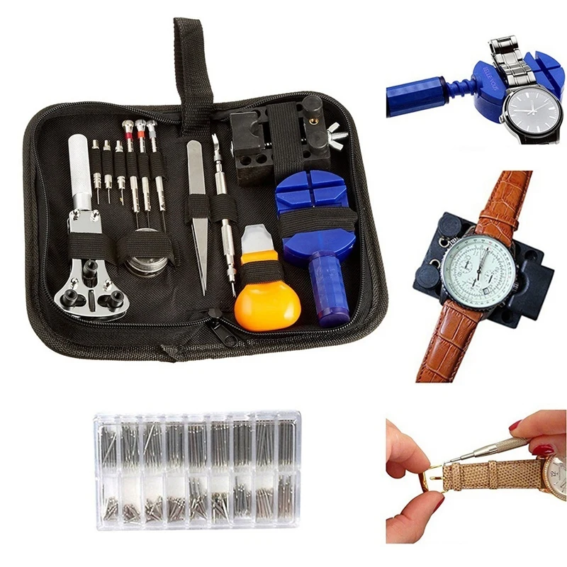 

380 Pcs Set Watch Repair Tool Watch Box Holder Bottle Opener Pin Remover Spring Strip Repair Tool Kit for Watchmakers