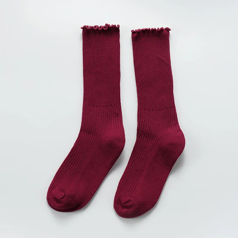 Wine Red 2 Хлопковые детские Носки с рисунком для малышей прямые, Skarpetki, гольфы, Meias Infantil, детские носки для девочек, dla dzieci От 0 до 10 лет - Цвет: Wine Red 2