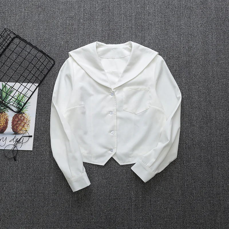 Японская школьная футболка с длинным рукавом белая черная для матросского