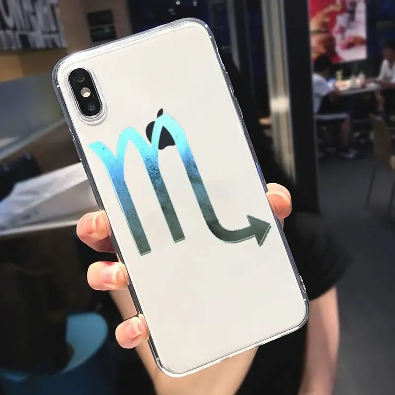 

Twelve constellation symbols Phone Case Transparent soft For iphone 5 6 7 8 11 12 s c se plus mini x xs xr pro max