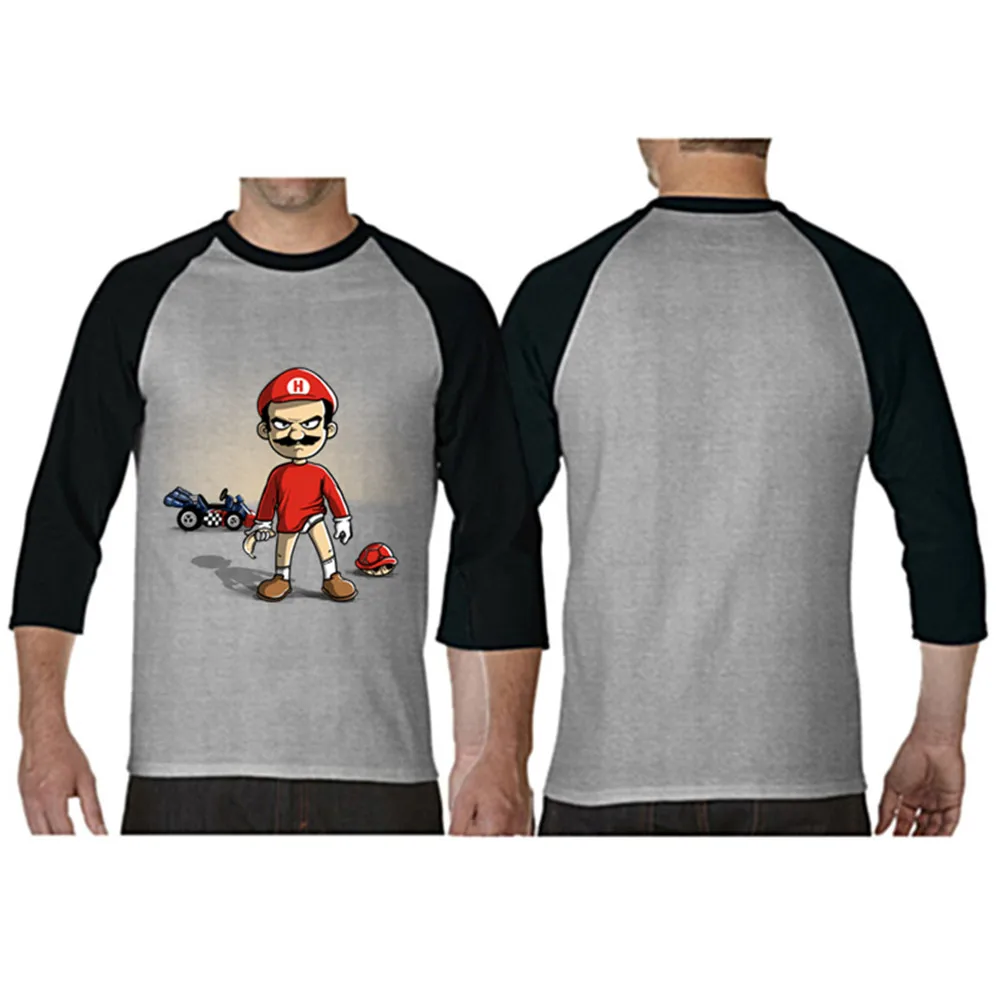 Мужская футболка для футбола Off White Gym Couture в стиле хип хоп Super Mario Breaking Kart с рукавом
