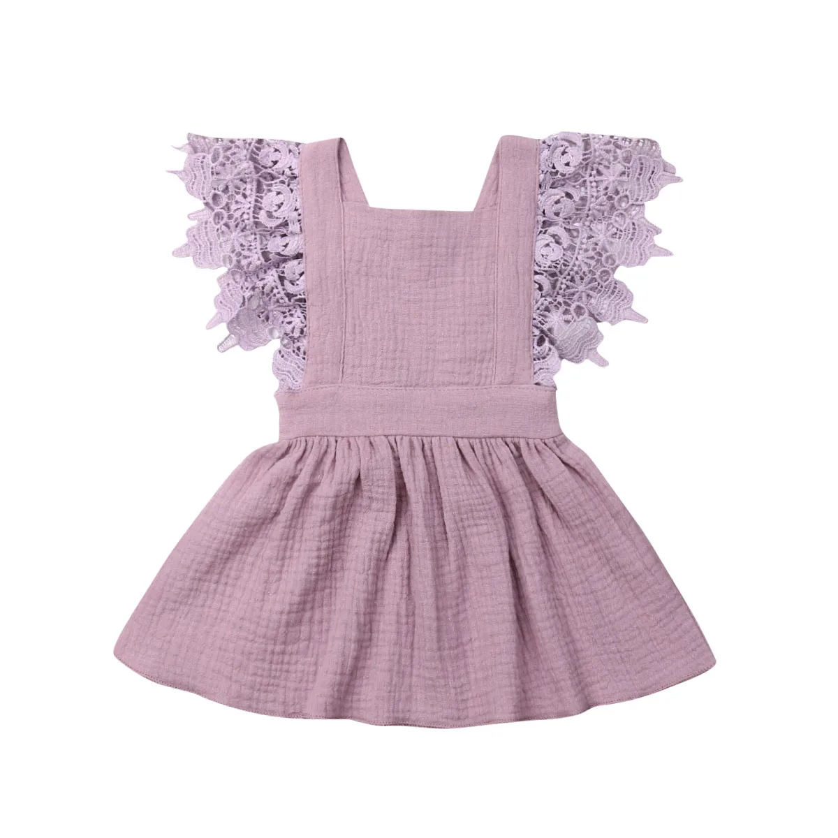 

Newborn Infant Baby Girl Clothes Summer Sleeveless Lace Ruffle Solid Color Dress Outfit Summer Sundress Casual Clothes